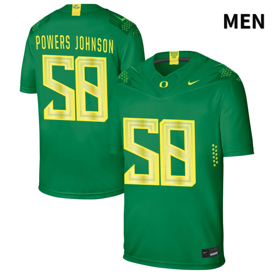 Oregon Ducks Men's #58 Jackson Powers Johnson Football College Authentic Green NIL 2022 Nike Jersey TBM26O1J